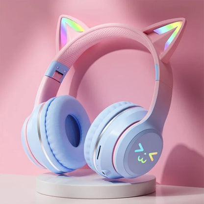 Cat's Ears Smiling Face RGB Headphones – Cute & Colorful Audio Fun