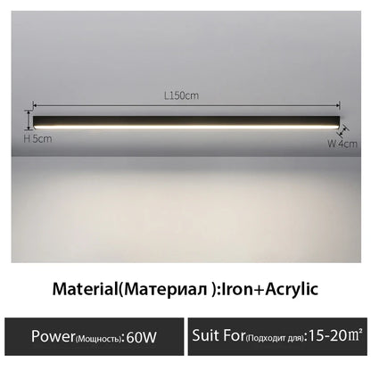 Contemporary Long Strip LED Ceiling Light Fixture for Balcony, Aisle, Bedroom, and Living Room Decor