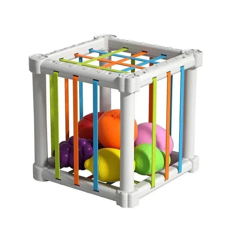 Montessori Shape Sorter Cube – Rainbow Sorting Blocks for Infants