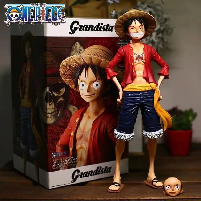 28cm One Piece Anime Figure - Confident Smiley Luffy Face Changing Action Figurine Model