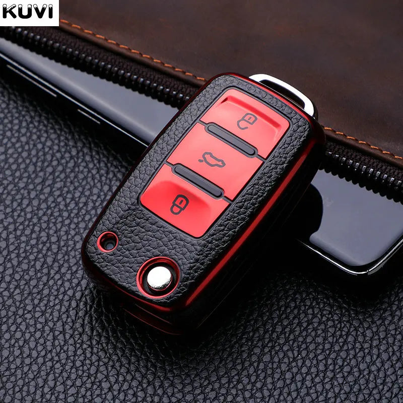 ABS Carbon Car Key Case Cover for VW Volkswagen Polo Tiguan Passat B5 B6 B7 Golf 4 5 6 MK6 Jetta Lavida Skoda Octavia Seat Leon