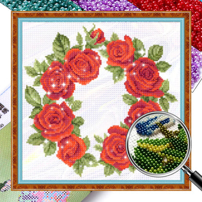Partial Embroidery Beads Printed 9CT Flower Cross Stitch Kit Home Art Craft Bead Embroidery Wall Hanging for New Year Gift