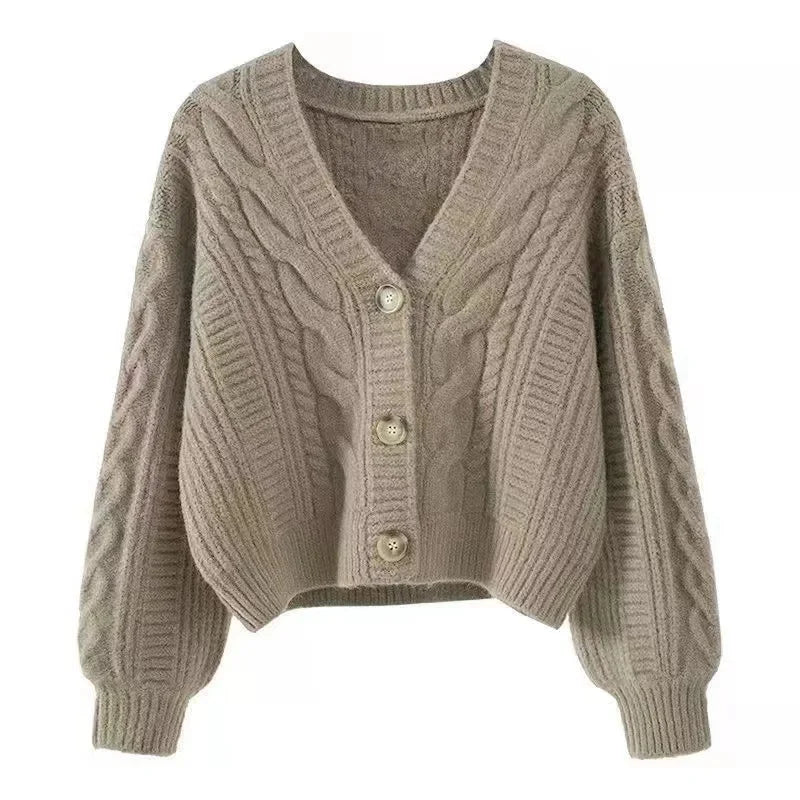 Women's Y2K Korean Style Loose V-Neck Knitted Cardigan