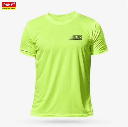 Men's Letter Print Round Neck Cotton Shirt for Bodybuilding, Running, Workout, and Fitness