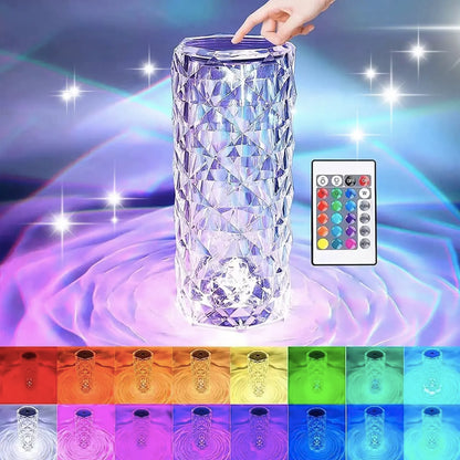 16-Color LED Crystal Rose Touch Lamp