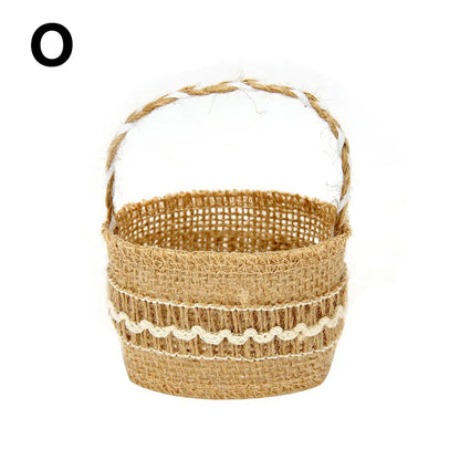 Wedding Lace Burlap Flower Basket Linen Candy Storage Bag Wedding Party Baby Shower Favour Gift Bag