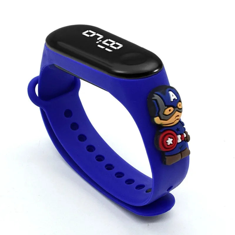 Marvel Spider-Man Children's Cartoon Fashion Watches Stitch Iron Man Electronic Digital LED Display Waterproof Holiday Gift Kids