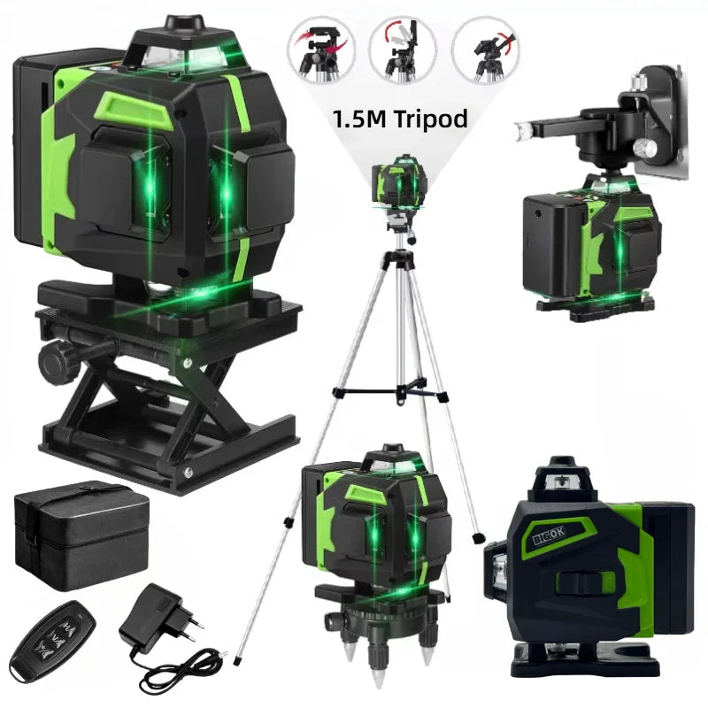 tripod/nivel a laser 16 Lines Laser profesional Level green line Self-leveling 360 autonivelant