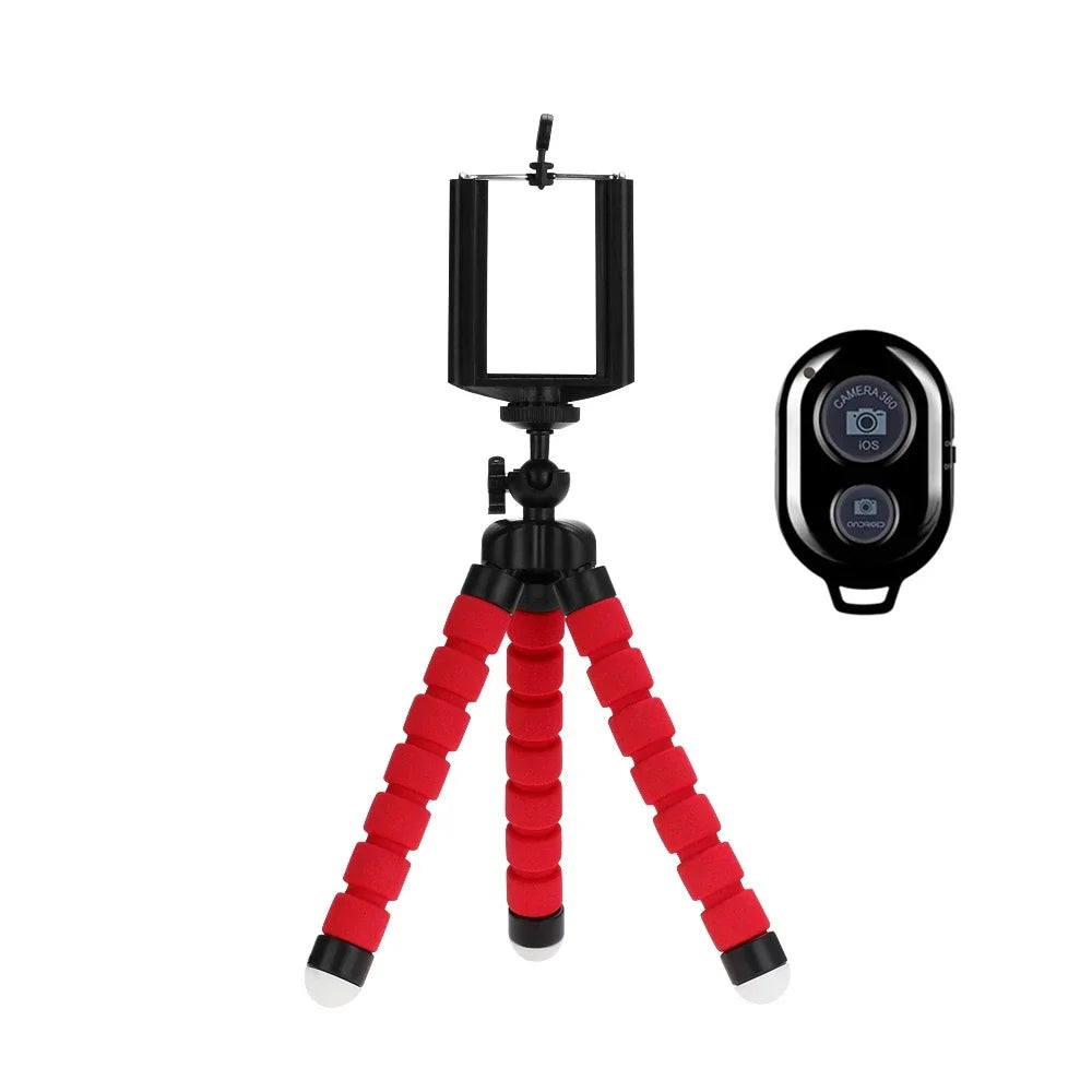 Portable Phone Tripod - Adjustable Mini Octopus Stand with Clip Holder for Smartphones and Cameras
