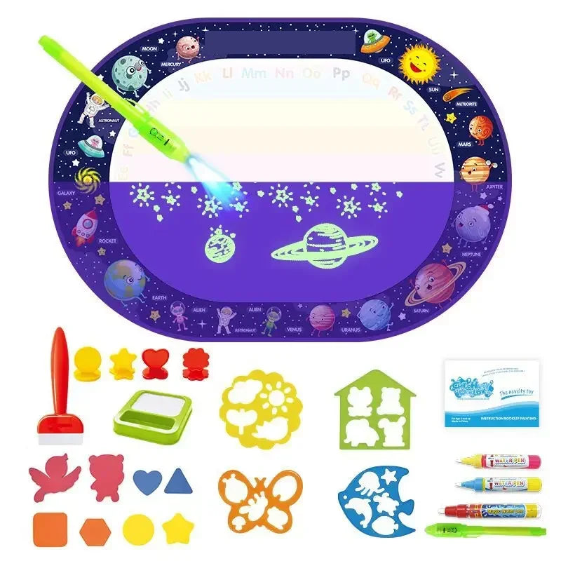 Coolplay Magic Water Drawing Mat Coloring Doodle Mat with Magic Pens Montessori Toys Painting Board Educational Toys for Kids