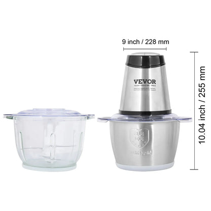 VEVOR Food Processor Electric Meat Grinder with 4Wing Stainless Steel Blades 8+5