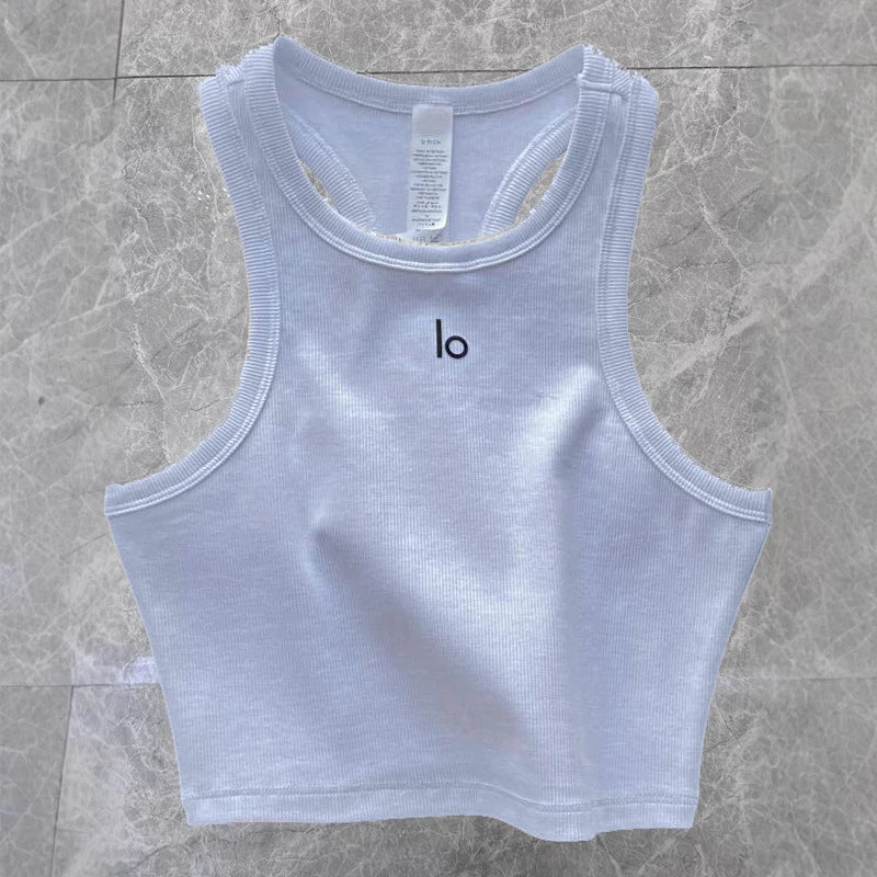 Women's Seamless Sports Bra Yoga Top Knitted Sleeveless Workout Tank for Gym Running&Fitness Breathable Slim Fit Sports Vest