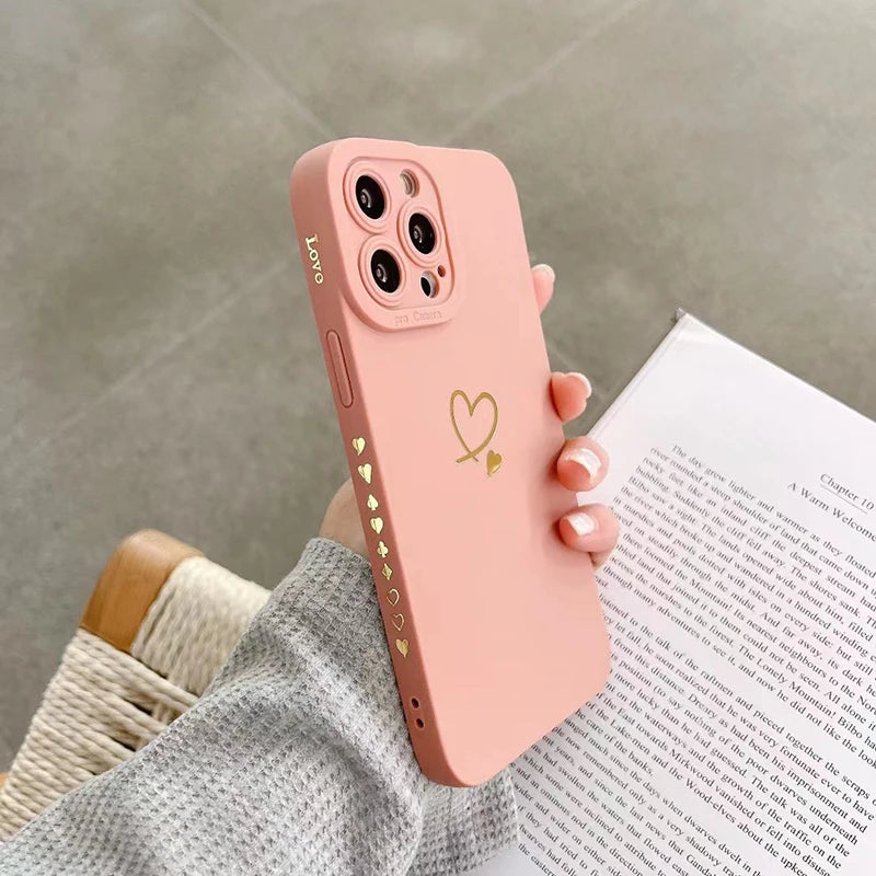 Candy Color Silicone Case With Love Heart For iPhone