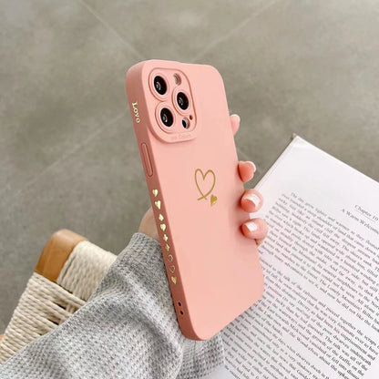Candy Color Silicone Case With Love Heart For iPhone