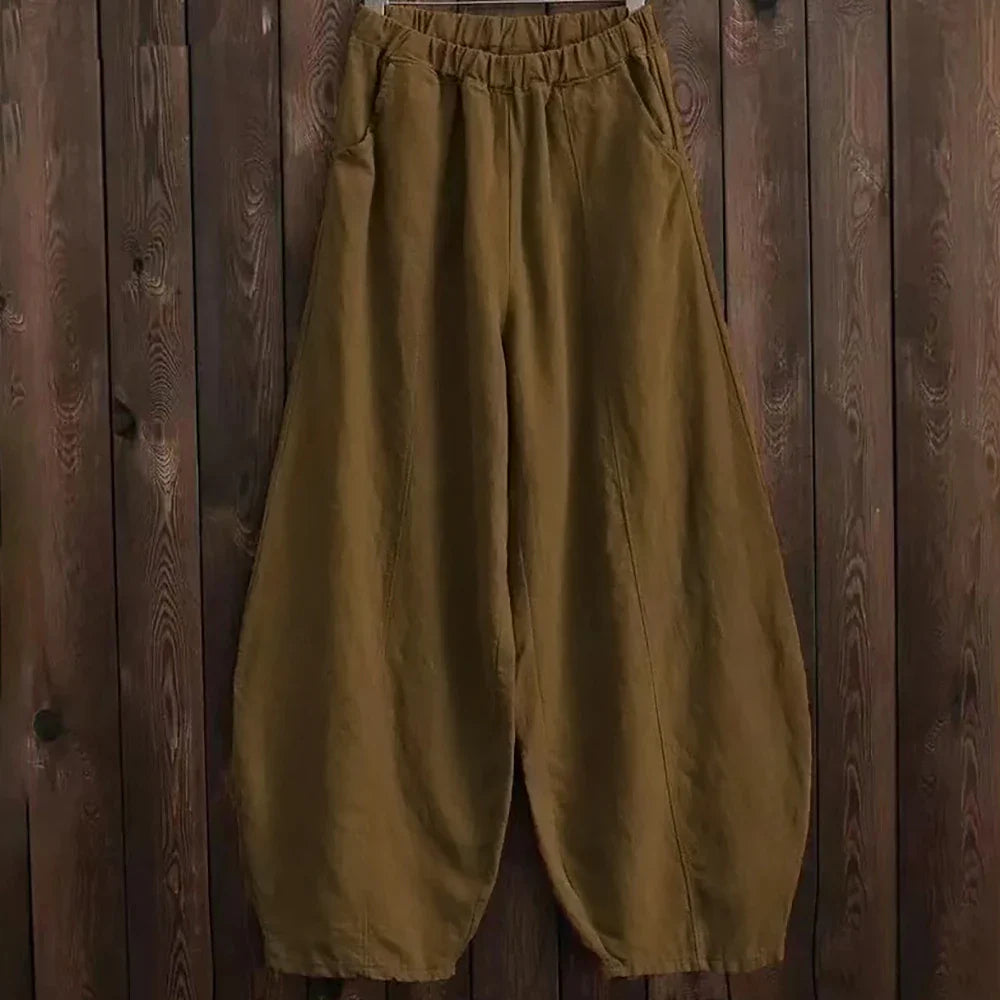 Women's Vintage Cotton Linen Wide Leg Bloomers