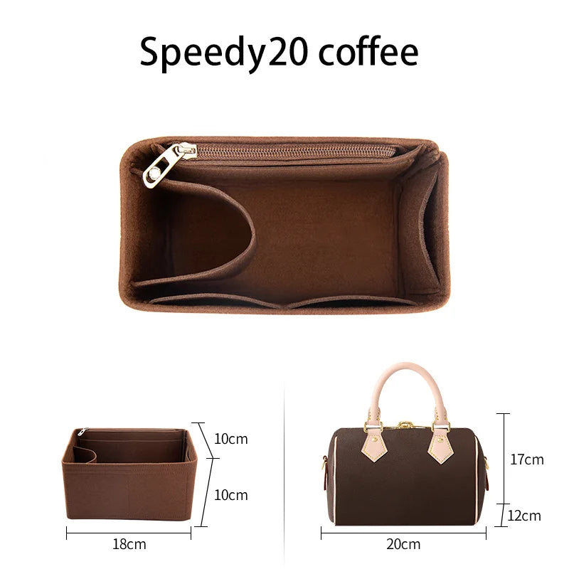 WUTA Felt Insert Bag Organizer For LV Speedy 20 25 30 35 Flap Handbag Inner Bag Makeup Travel Purse Storage Tote Bag Accessories