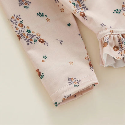 Baby Girl Floral Print Backless Bathing Suit