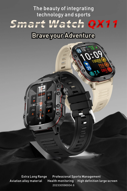 Rugged Outdoor Military Smartwatch for Men with GPS & Health Tracker