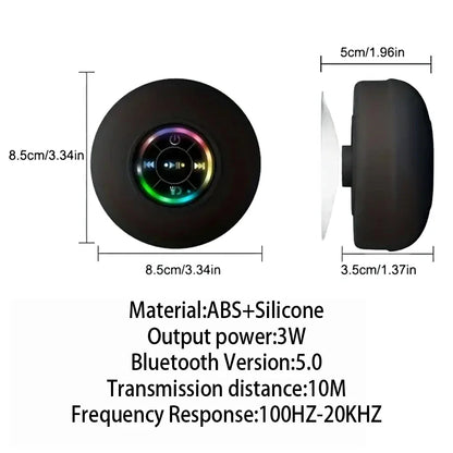 Portable Wireless Bluetooth Speaker – LED IPX4 Waterproof Mini Stereo Sound Box with Large Suction Cup