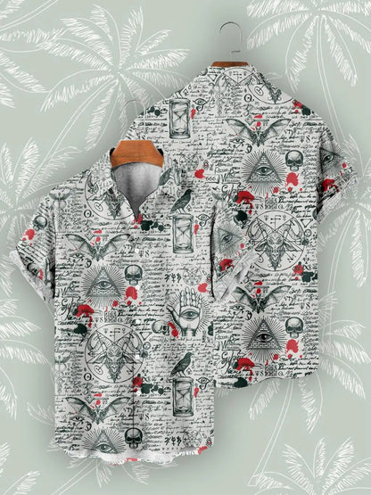 Hawaiian Shirts For Men's Skull Summer Casual Short Sleeve Y2k High Quality Oversized Streetwear Vintage Beach Tops Clothing