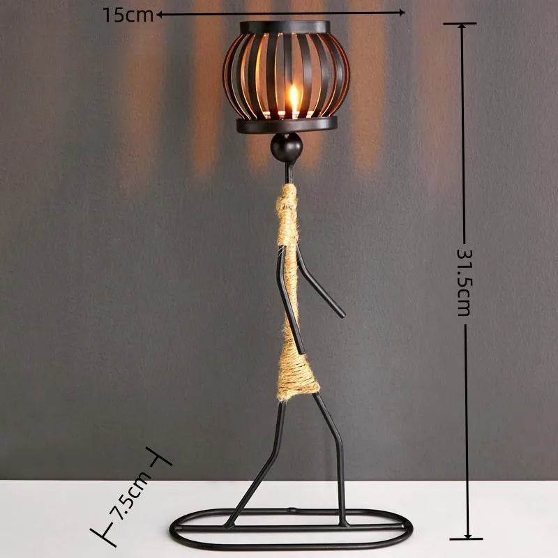Nordic Metal Candlestick Abstract Character Sculpture Candle Holder Decors Handmade