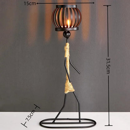 Nordic Metal Candlestick Abstract Character Sculpture Candle Holder Decors Handmade