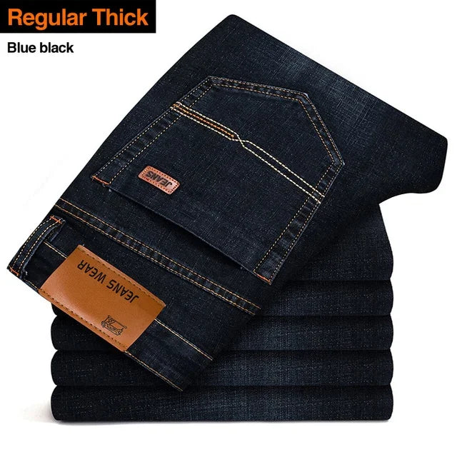Men's Fashion Straight Jeans – Stretch Slim Fit Business Denim