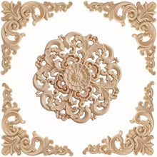 5 Pcs Unpainted Wood Appliques Onlays Bed Door Cabinet Wardrobe Furniture Carved Decoration DIY Color Onlays Decorative