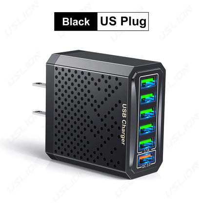 USLION 6-in-1 USB Charger QC3.0 with Fast Charge Protocols