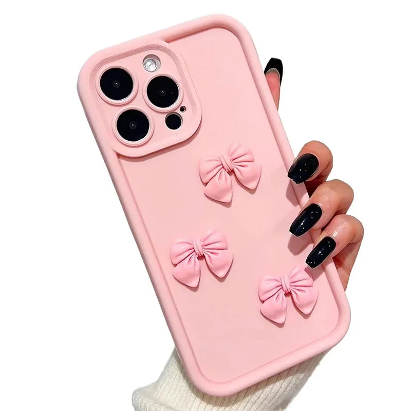 3D Pink Butterfly Silicone Soft Phone Case | Shockproof, Matte Anti-Glare Candy Cover for iPhone 16, 15, 14, 13, 12, 11 Pro Max, XS, XR, X, 8 Plus, 7, SE