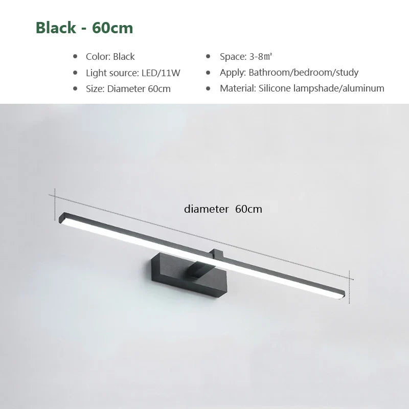 Modern LED Bathroom Mirror Light Three Colors Wall Lamp