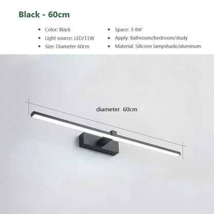Modern LED Bathroom Mirror Light Three Colors Wall Lamp