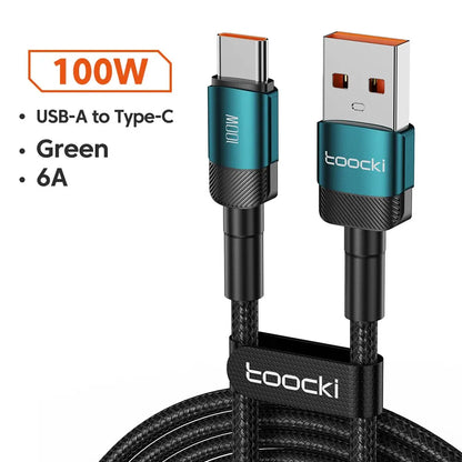USB Type A to USB C Cable 100W/6A PD Fast Charging Charging Wire for Laptop Macbook Xiaomi Samsung USBC Type C Cable 2 Meters