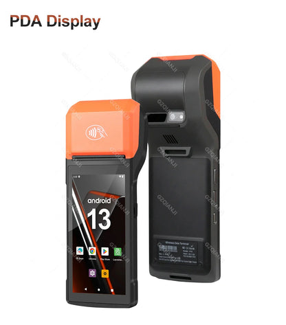 New 4G Wireless Wifi Handheld PDA Printers Android 8.1 13 POS Terminal Touch Screen Built-in 2D Barcode Scanner NFC Card Reader