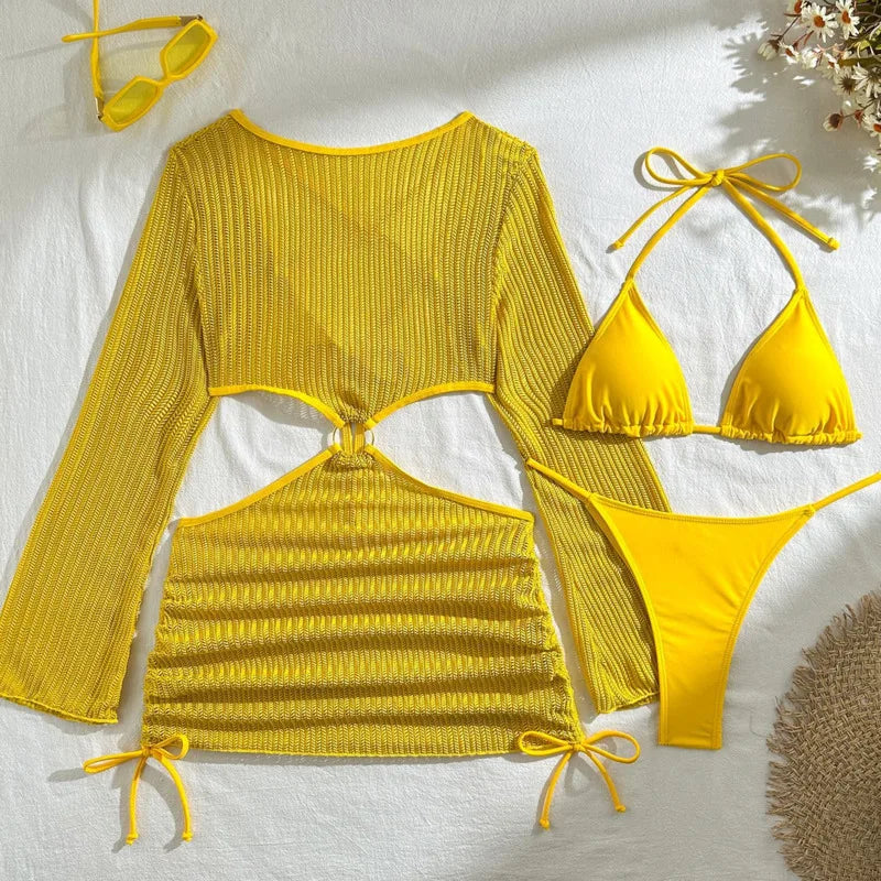 Women's Sexy 3-Piece Bikini Set – Beach Swimwear