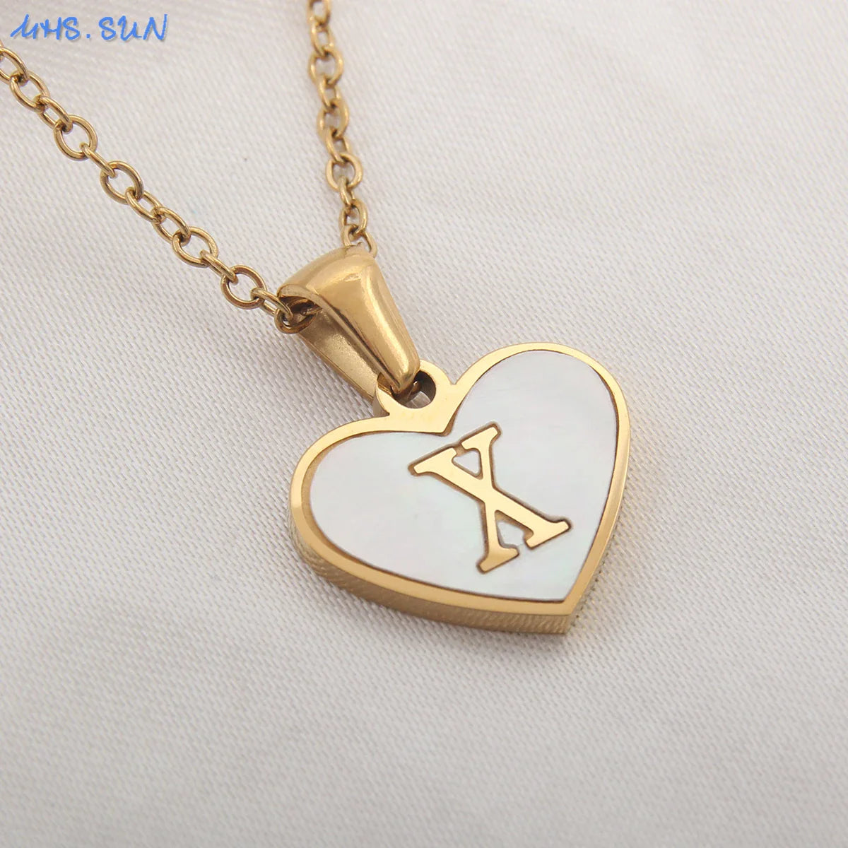 Heart Shell Initial Necklace