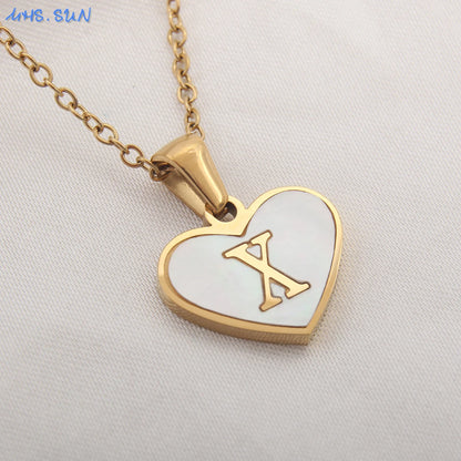 Heart Shell Initial Necklace