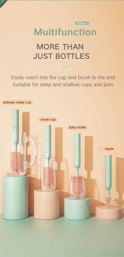 Electric Silicone Bottle Brush 360 Degree Rotating Baby Pacifier Cup Pacifier Cleaning Brush Set with 1200mAh Lithium Battery
