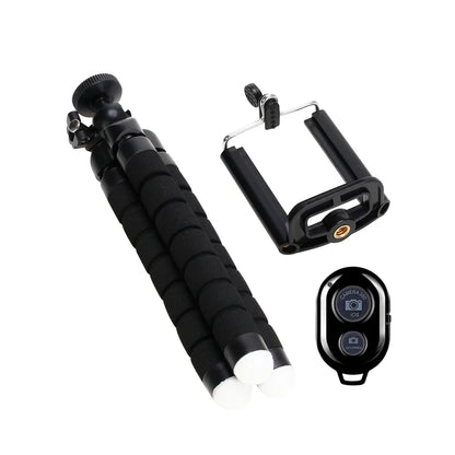Portable Phone Tripod - Adjustable Mini Octopus Stand with Clip Holder for Smartphones and Cameras