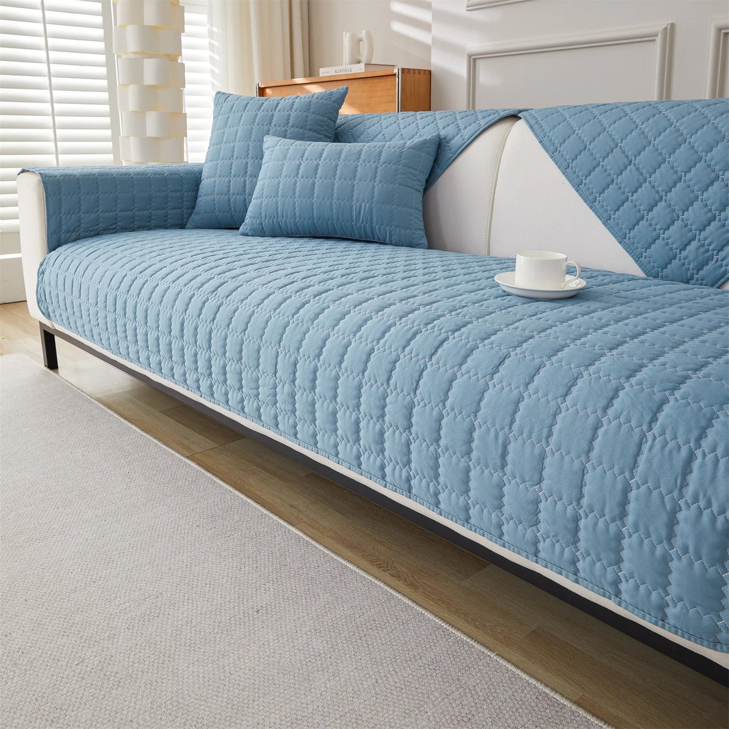 Quilted Anti Slip Sofa Cover Solid Furniture Protector
