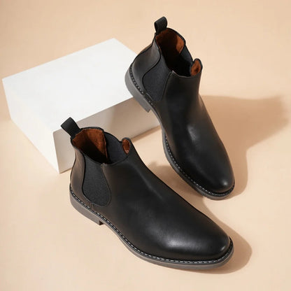 This item only ships to Europe - 7 CM / 2.76 Inches - CMR CHAMARIPA Elevator Chelsea Boots - Height Increasing Chelsea Boots - Black Leather Chelsea Men's Taller Boots