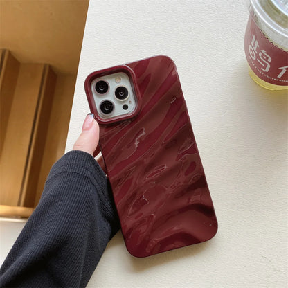 Luxury Plating 3D Wave Pattern Glossy Case For iPhone 16 15 14 13 12 11 Pro Max X XS Max XR 7 8 Plus Fashion Bright Bumper Cover