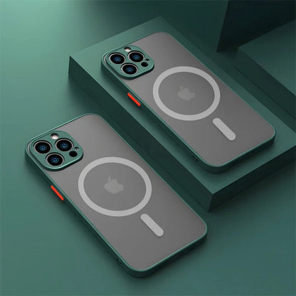 Luxury Matte For Magsafe Case For Apple iPhone 15 14 13 12 11 Pro Max Plus Magnetic Wireless Charging Soft Protection Accessorie