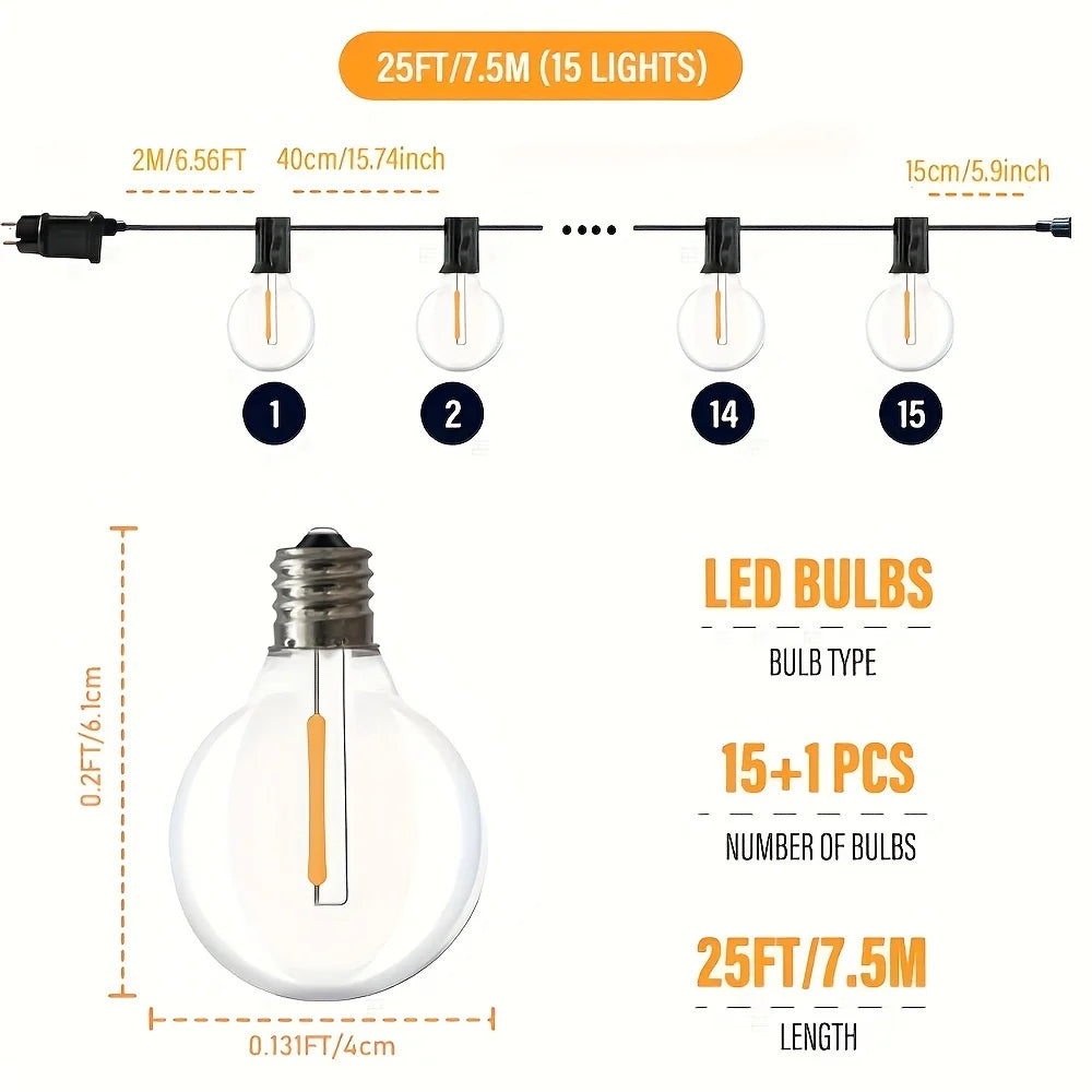 G40 LED String Lights for Outdoor Garden & Party Decor