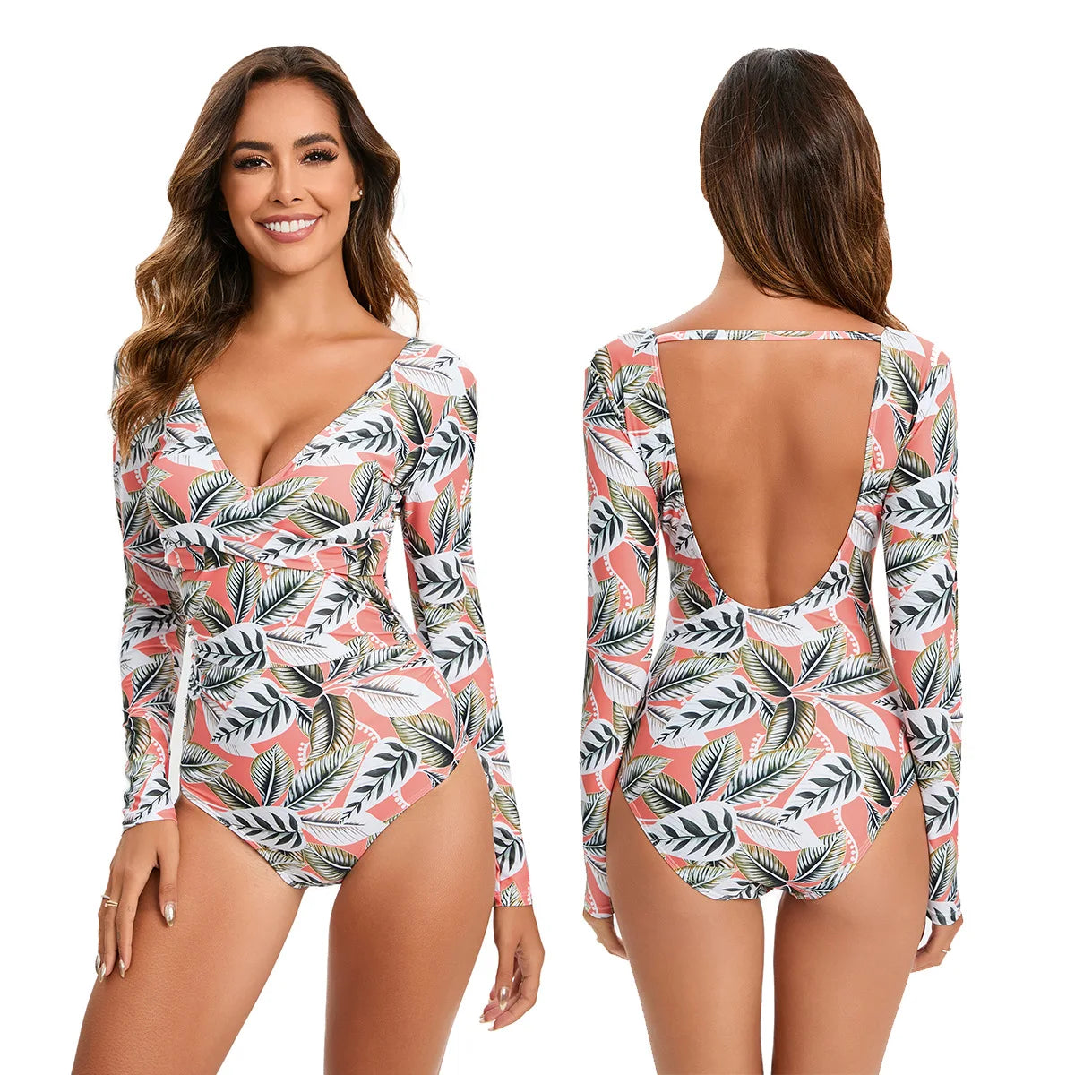 Surfing Long Sleeve Swimwear Print Bathing Suit Women