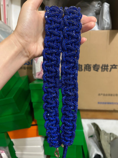 Crystal Rhinestones Diamond Woven Handmade Bag Strap For Handbag Purse Crossbody Shoulder Strap Glitter Belt Bag Accessories