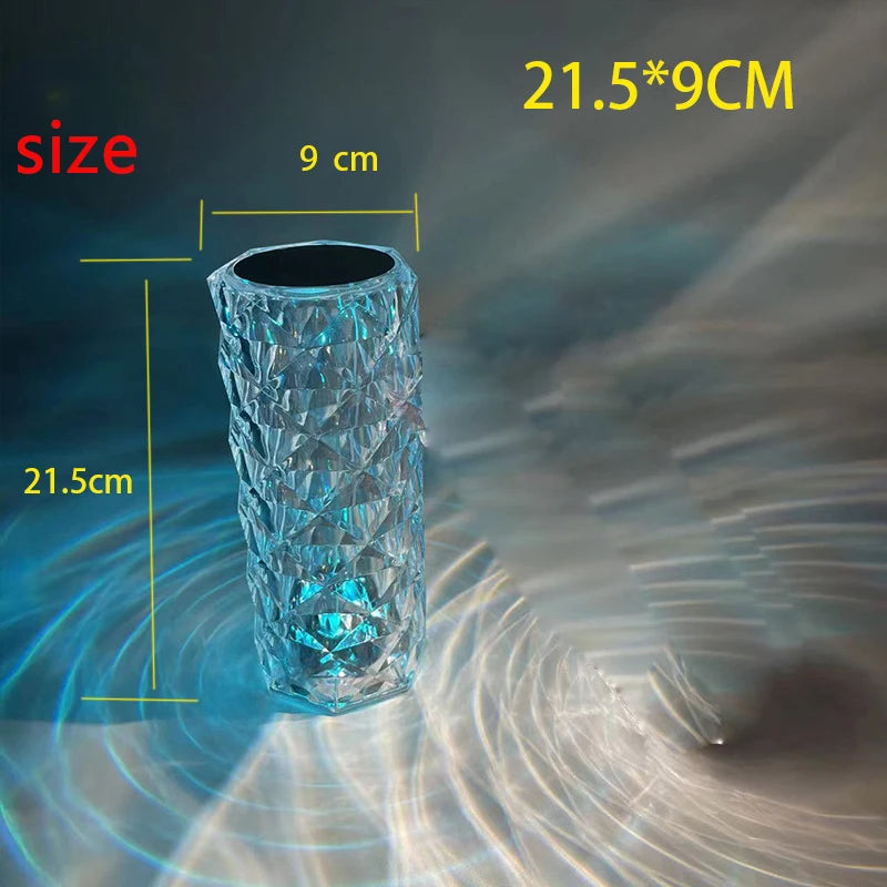 16-Color LED Crystal Rose Touch Lamp