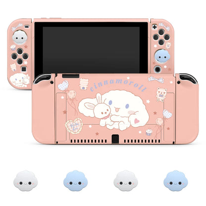 Big Eared Dog Switch Case Compatible with Nintendo Switch OLED / Switch NS,with 4 Cloud Joystick Caps