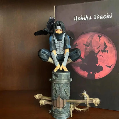 23cm Anime Naruto Anbu Uchiha Itachi Tsukuyomi Sharingan Squatting In·stock Figure Pvc Model Decoration Collection Toy Gift Ship