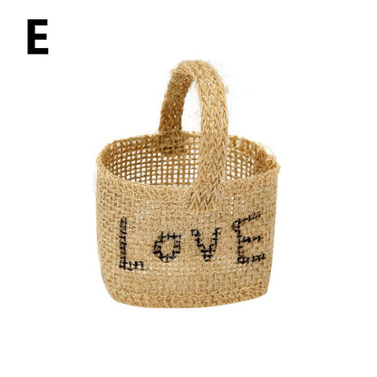 Wedding Lace Burlap Flower Basket Linen Candy Storage Bag Wedding Party Baby Shower Favour Gift Bag